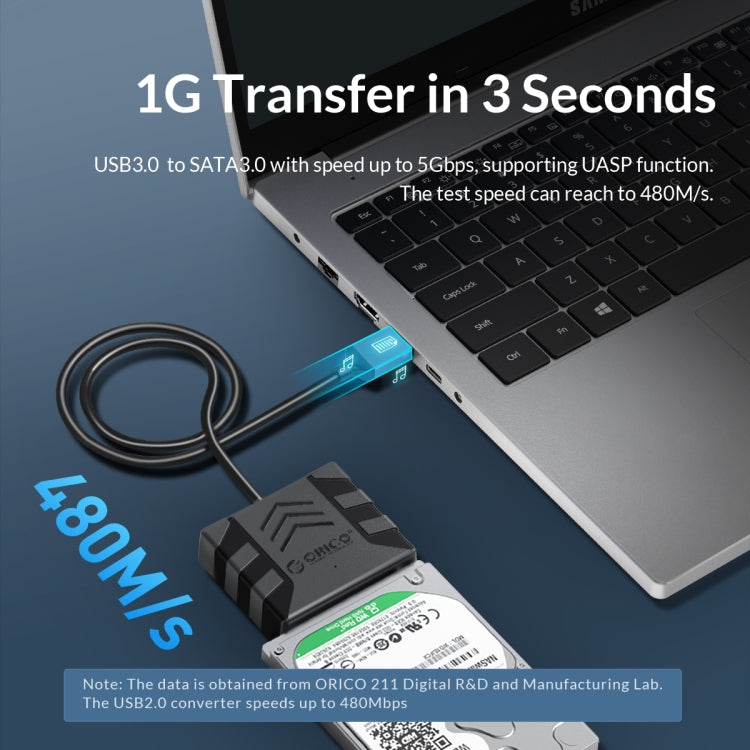 ORICO UTS1 Type-C / USB-C USB 3.0 2.5-inch SATA HDD Adapter with 12V 2A Power Adapter, Cable Length:1m(UK Plug) - USB to IDE / SATA by ORICO | Online Shopping UK | buy2fix