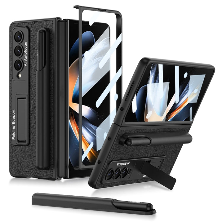 For Samsung Galaxy Z Fold4 GKK Ultra-thin Shockproof Leather Protective Case with Holder & Pen Slots(Black) - Galaxy Z Fold4 5G Cases by GKK | Online Shopping UK | buy2fix