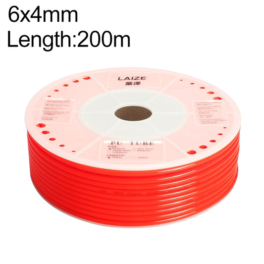 LAIZE Pneumatic Compressor Air Flexible PU Tube, Specification:6x4mm, 200m(Red) - PU Air Pipe by LAIZE | Online Shopping UK | buy2fix