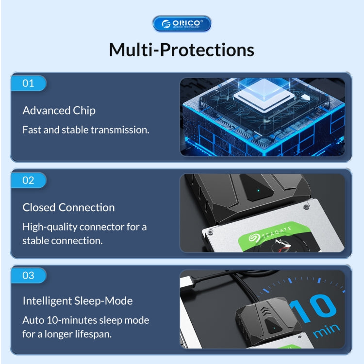 ORICO UTS2 USB 3.0 2.5-inch SATA HDD Adapter with 12V 2A Power Adapter, Cable Length:0.5m(UK Plug) - USB to IDE / SATA by ORICO | Online Shopping UK | buy2fix