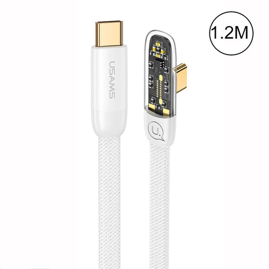 USAMS US-SJ584 PD 100W Iceflake Series Type-C to Type-C Right Angle Transparent Fast Charge Data Cable, Cable Length:1.2m(White) -  by USAMS | Online Shopping UK | buy2fix