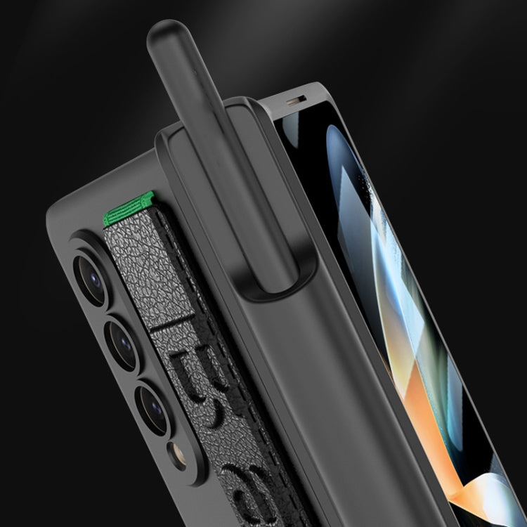 For Samsung Galaxy Z Fold4 GKK Integrated Magnetic Folding Hinge Phone Case with Wrist Strap & Pen Holder(Black) - Galaxy Z Fold4 5G Cases by GKK | Online Shopping UK | buy2fix