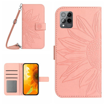 For T-Mobile Revvl 6 Pro 5G Skin Feel Sun Flower Pattern Flip Leather Phone Case with Lanyard(Pink) - More Brand by buy2fix | Online Shopping UK | buy2fix