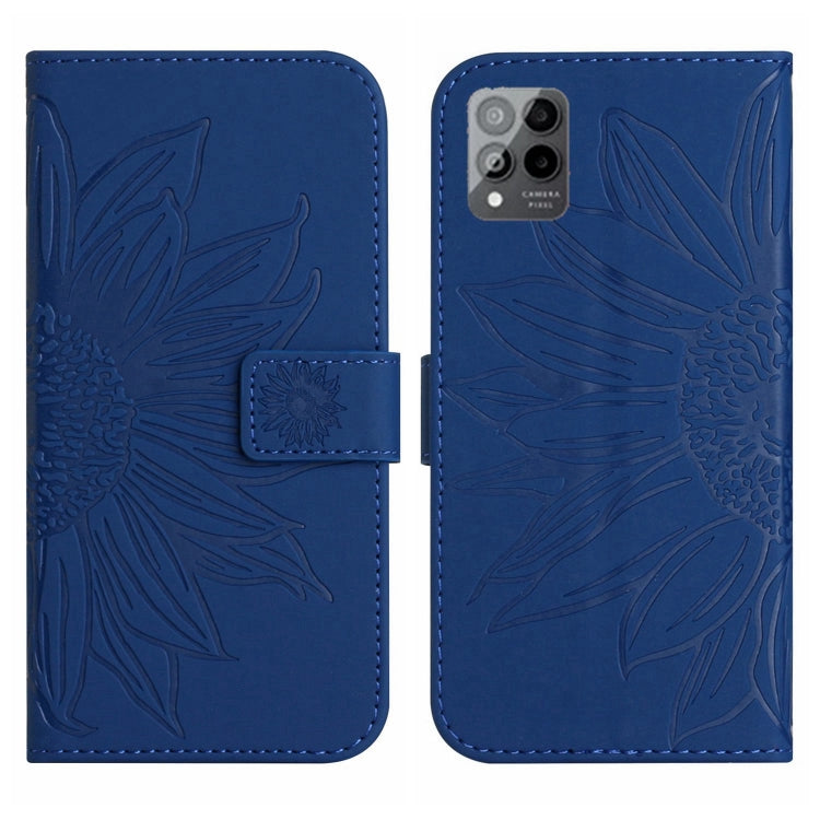 For T-Mobile Revvl 6 Pro 5G Skin Feel Sun Flower Pattern Flip Leather Phone Case with Lanyard(Dark Blue) - More Brand by buy2fix | Online Shopping UK | buy2fix