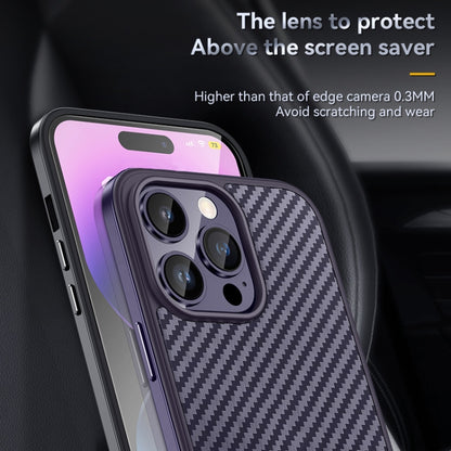 For iPhone 14 Pro SULADA Carbon Fiber Textured Shockproof Metal + TPU Frame Case(Black) - iPhone 14 Pro Cases by SULADA | Online Shopping UK | buy2fix