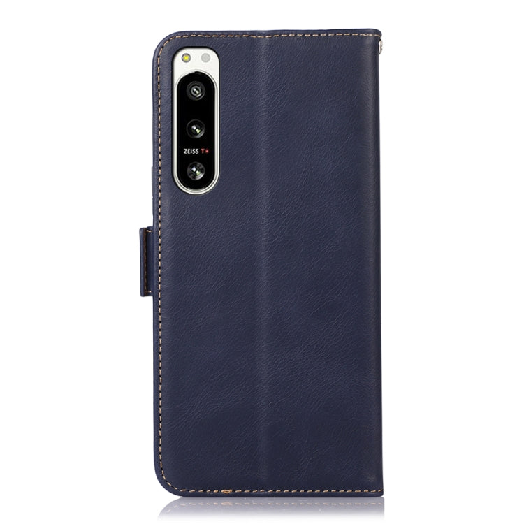 For Sony Xperia 5 IV Crazy Horse Top Layer Cowhide Leather Phone Case(Blue) - Sony Cases by buy2fix | Online Shopping UK | buy2fix