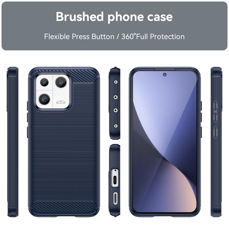 For Xiaomi 13 Brushed Texture Carbon Fiber TPU Phone Case(Blue) - 13 Cases by buy2fix | Online Shopping UK | buy2fix