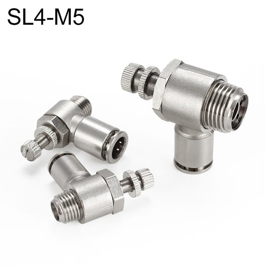 SL4-M5 LAIZE Nickel Plated Copper Male Thread Throttle Valve Pneumatic Connector - Interface Series by LAIZE | Online Shopping UK | buy2fix