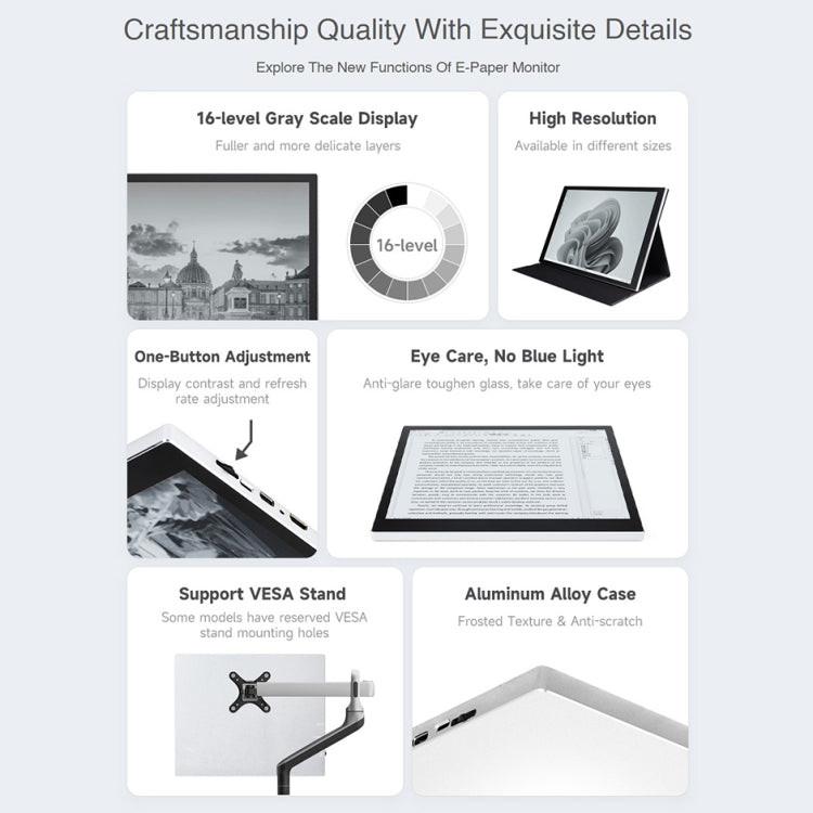 Waveshare 10.3 inch E-Paper Monitor External E-Paper Screen for MAC / Windows PC(EU Plug) - Mini PC Accessories by WAVESHARE | Online Shopping UK | buy2fix