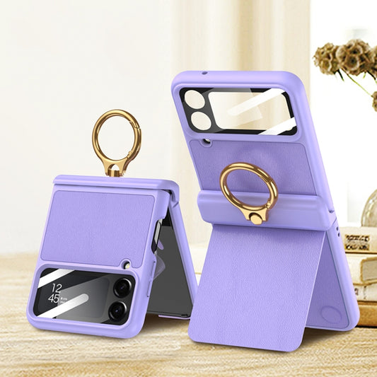 For Samsung Galaxy Z Flip4 GKK Magnetic Fold Hinge Full Coverage Phone Case with Ring Holder(Purple) - Galaxy Z Flip4 5G Cases by GKK | Online Shopping UK | buy2fix