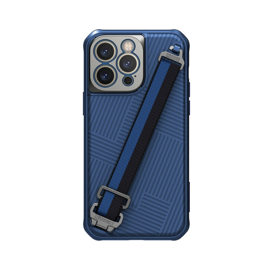 For iPhone 14 Pro Max NILLKIN MagSafe Full Coverage Phone Case with Wrist Strap(Blue) - iPhone 14 Pro Max Cases by NILLKIN | Online Shopping UK | buy2fix