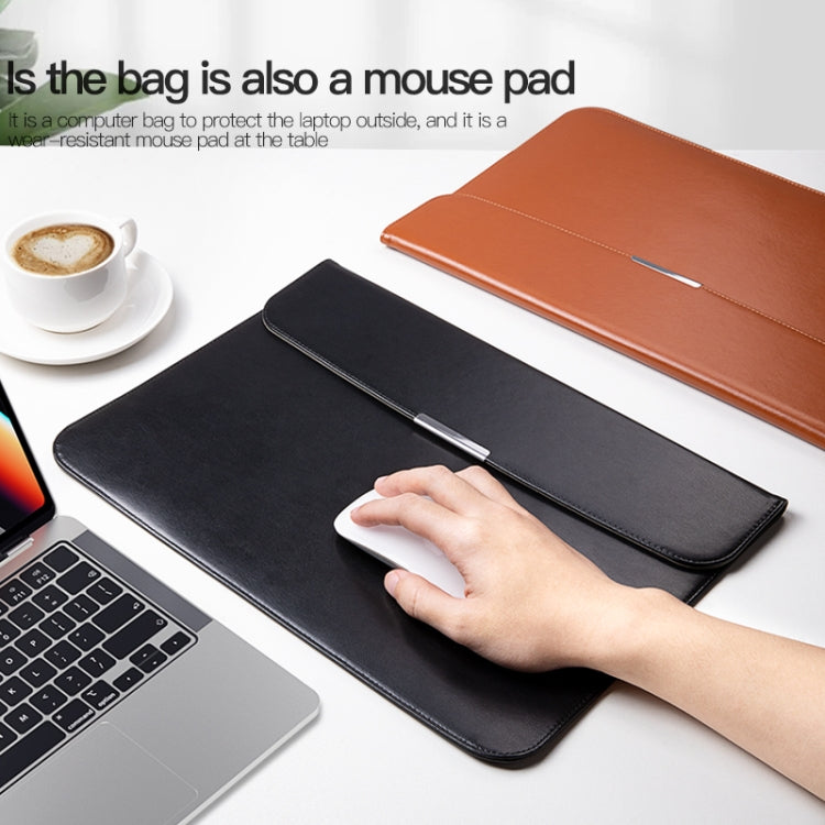 For 13.3 / 13.6 / 14 inch Laptop Ultra-thin Leather Laptop Sleeve(Black) - 13.3 inch by buy2fix | Online Shopping UK | buy2fix