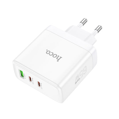 hoco N30 Glory PD 65W USB+ Dual USB-C/Type-C Interface Fast Charge Charger, EU Plug(White) - USB Charger by hoco | Online Shopping UK | buy2fix