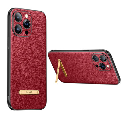 For iPhone 14 Pro SULADA Famous Artisan Series Litchi Leather PC + TPU Phone Case(Red) - iPhone 14 Pro Cases by SULADA | Online Shopping UK | buy2fix