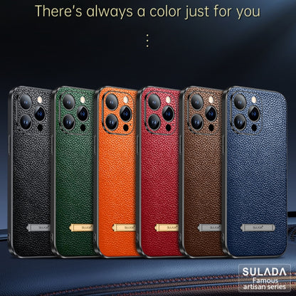 For iPhone 14 SULADA Invisible Bracket Leather Back Cover Phone Case(Orange) - iPhone 14 Cases by SULADA | Online Shopping UK | buy2fix