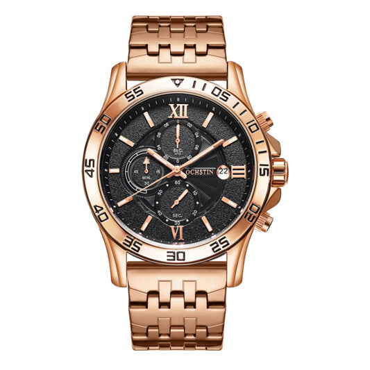 OCHSTIN 7257 Fashion Steel Strap Multifunctional Quartz Men Watch(Rose Gold Black) - Metal Strap Watches by OCHSTIN | Online Shopping UK | buy2fix