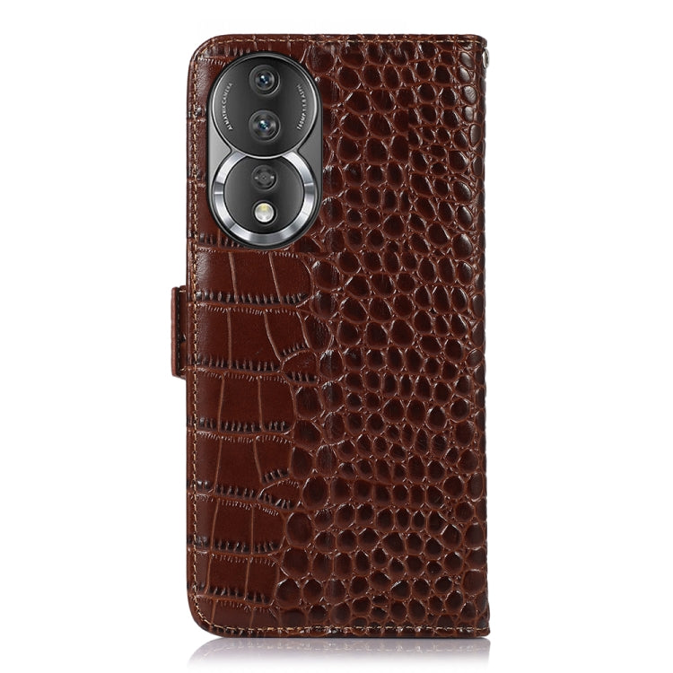 For Honor 80 Crocodile Top Layer Cowhide Leather Phone Case(Brown) - Honor Cases by buy2fix | Online Shopping UK | buy2fix