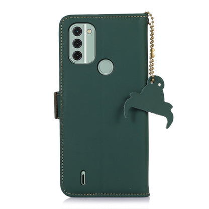 For Nokia C31 Genuine Leather Magnetic RFID Leather Phone Case(Green) - Nokia Cases by buy2fix | Online Shopping UK | buy2fix