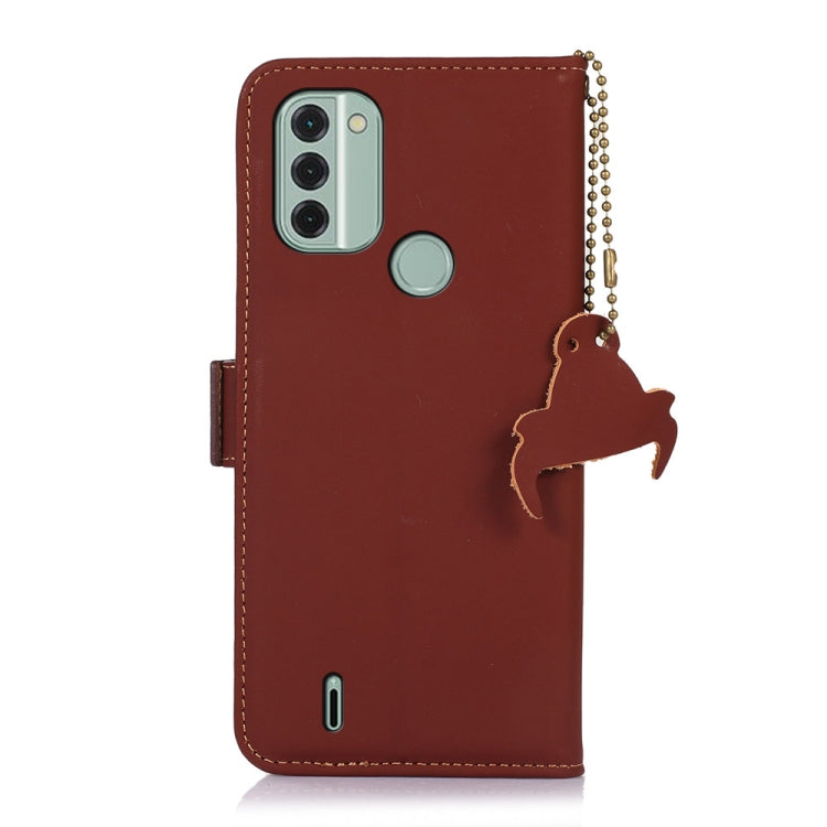For Nokia C31 Genuine Leather Magnetic RFID Leather Phone Case(Coffee) - Nokia Cases by buy2fix | Online Shopping UK | buy2fix