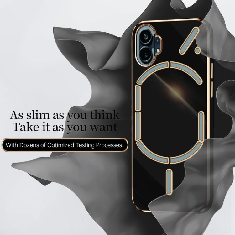 For Nothing Phone 1 XINLI Straight 6D Plating Gold Edge TPU Phone Case(Black) - More Brand by buy2fix | Online Shopping UK | buy2fix