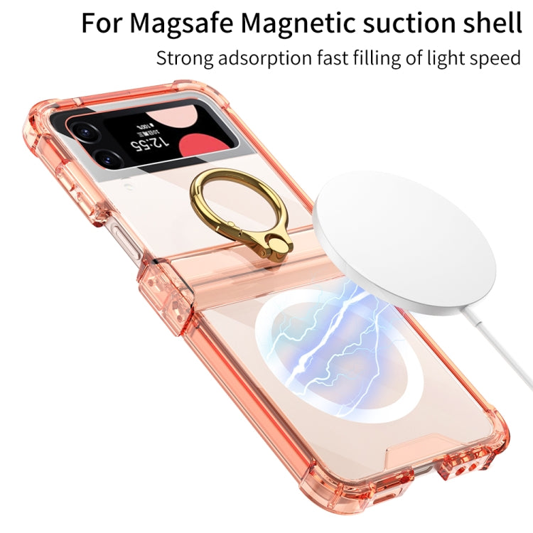 For Samsung Galaxy Z Flip4 GKK MagSafe Airbag Hinge Shockproof Phone Case with Ring Holder(Orange) - Galaxy Z Flip4 5G Cases by GKK | Online Shopping UK | buy2fix