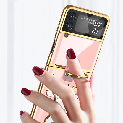 For Samsung Galaxy Z Flip4 GKK Electroplated Integrated Shockproof Phone Case with Ring Holder(Pink) - Galaxy Z Flip4 5G Cases by GKK | Online Shopping UK | buy2fix