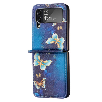 For Samsung Galaxy Z Flip4 Colored Drawing Invisible Magnetic Leather Phone Case(Gold Butterfly) - Galaxy Z Flip4 5G Cases by buy2fix | Online Shopping UK | buy2fix
