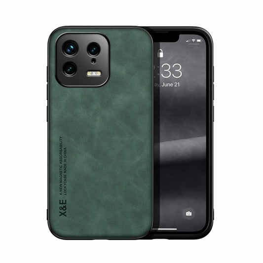 For Xiaomi 13 Skin Feel Magnetic Leather Back Phone Case(Green) - 13 Cases by buy2fix | Online Shopping UK | buy2fix