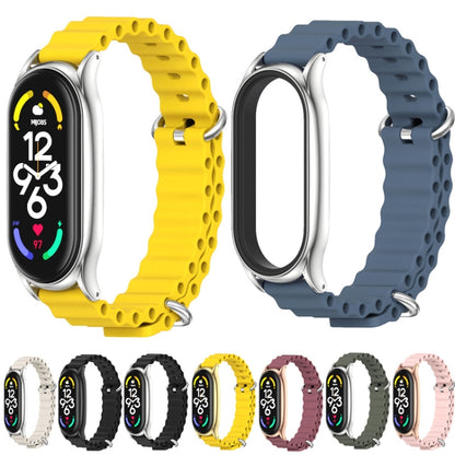 For Xiaomi Mi Band 7 / 7 NFC MIJOBS PLUS Marine Silicone Breathable Watch Band(Yellow Silver) - Watch Bands by MIJOBS | Online Shopping UK | buy2fix