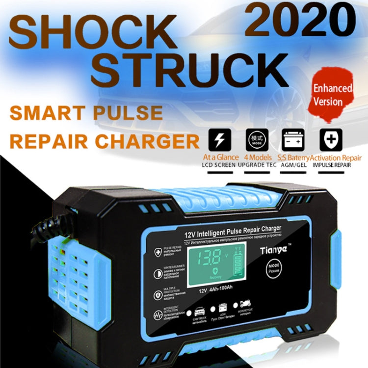 Motorcycle / Car Battery Smart Charger with LCD Creen, Plug Type:US Plug(Blue) - In Car by buy2fix | Online Shopping UK | buy2fix