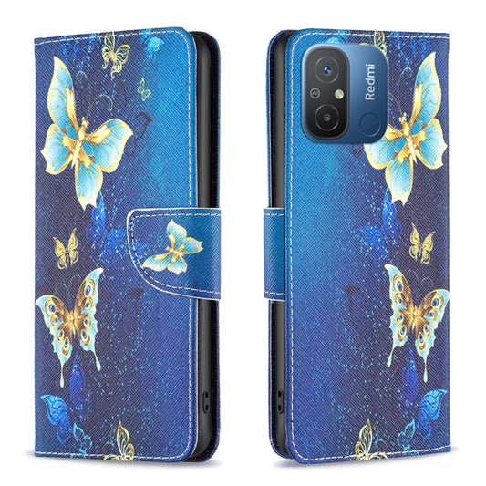 For Xiaomi Redmi 12C Colored Drawing Pattern Leather Phone Case(Gold Butterfly) - Xiaomi Cases by buy2fix | Online Shopping UK | buy2fix