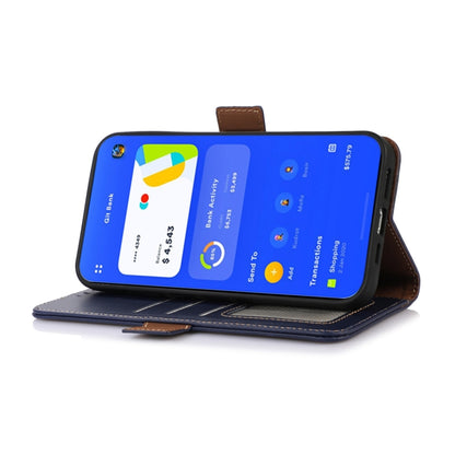 For Motorola Moto E13 4G 2023 Crazy Horse Top Layer Cowhide RFID Leather Phone Case(Blue) - Motorola Cases by buy2fix | Online Shopping UK | buy2fix