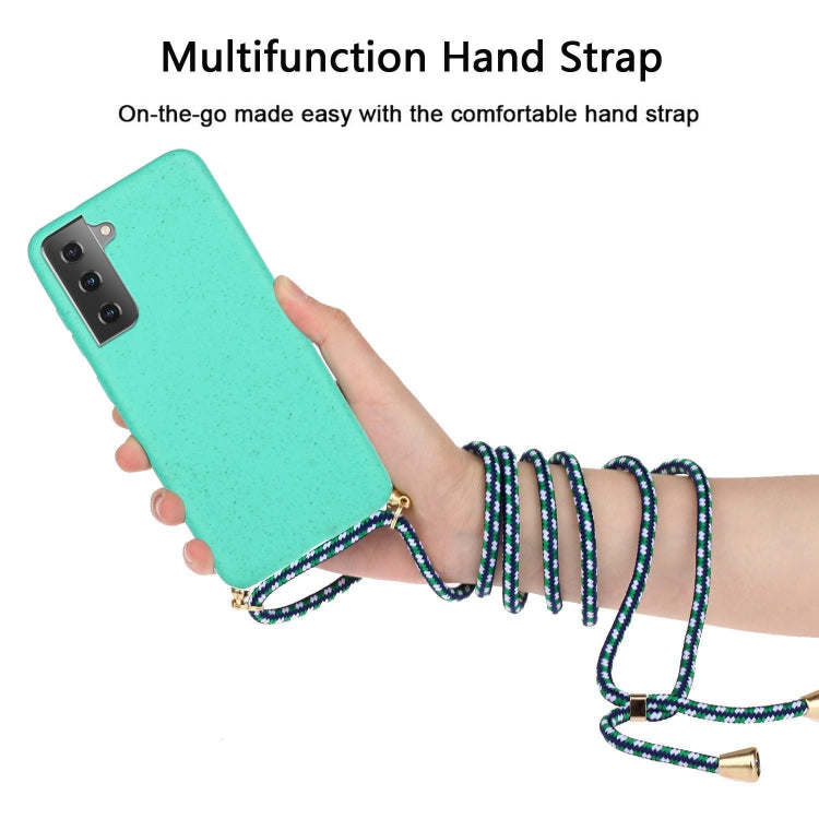 For Samsung Galaxy A54 5G Wheat Straw Material + TPU Phone Case with Lanyard(Green) - Galaxy Phone Cases by buy2fix | Online Shopping UK | buy2fix