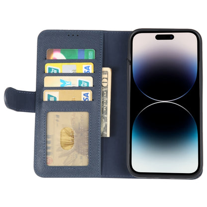 For iPhone 14 Pro Max GEBEI Top-grain Horizontal Flip Leather Phone Case(Blue) - iPhone 14 Pro Max Cases by GEBEI | Online Shopping UK | buy2fix