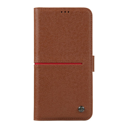 For iPhone 14 Pro GEBEI Top-grain Horizontal Flip Leather Phone Case(Brown) - iPhone 14 Pro Cases by GEBEI | Online Shopping UK | buy2fix