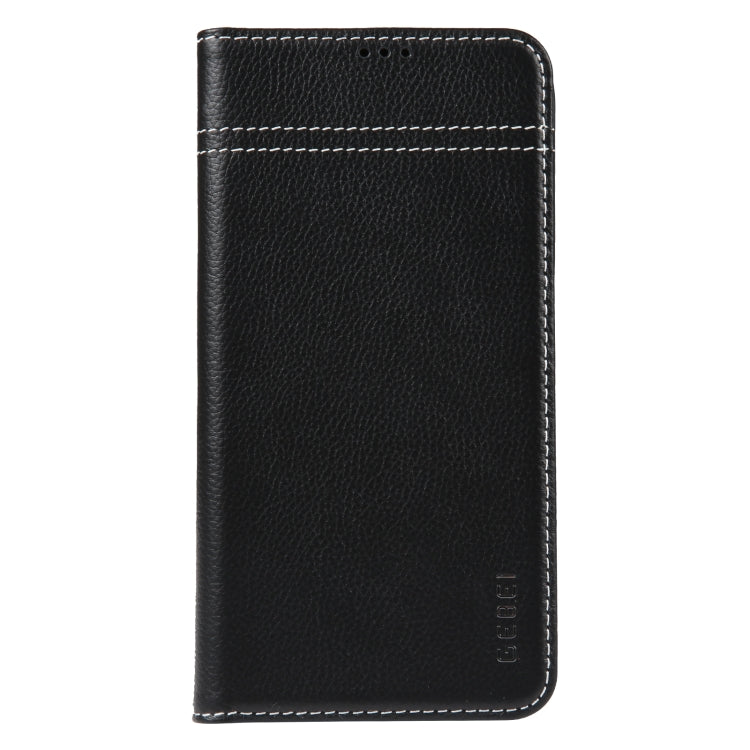 For iPhone 14 Plus GEBEI Top-grain Horizontal Flip Leather Phone Case(Black) - iPhone 14 Plus Cases by GEBEI | Online Shopping UK | buy2fix