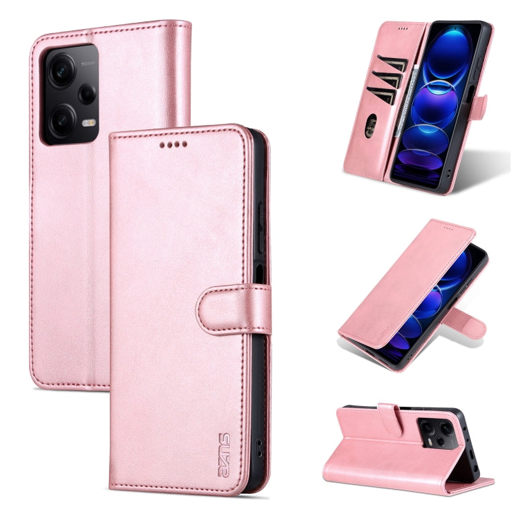 For Xiaomi Redmi Note 12 5G Global / China / Poco X5 AZNS Skin Feel Calf Texture Flip Leather Phone Case(Rose Gold) - Note 12 Cases by AZNS | Online Shopping UK | buy2fix