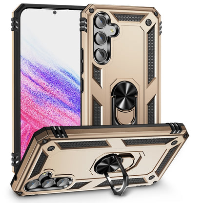 For Samsung Galaxy A54 Shockproof TPU + PC Phone Case with Holder(Gold) - Galaxy Phone Cases by buy2fix | Online Shopping UK | buy2fix