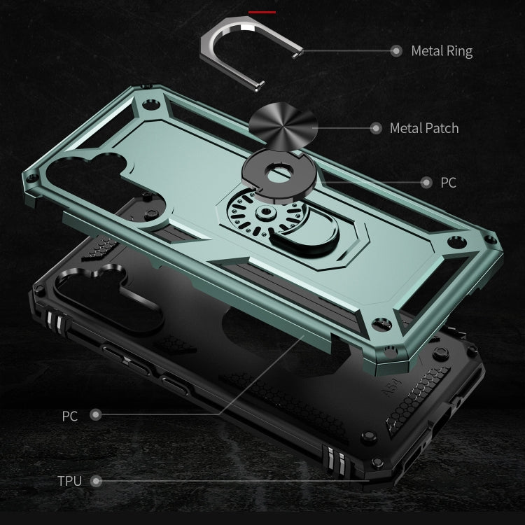 For Samsung Galaxy A54 Shockproof TPU + PC Phone Case with Holder(Dark Green) - Galaxy Phone Cases by buy2fix | Online Shopping UK | buy2fix