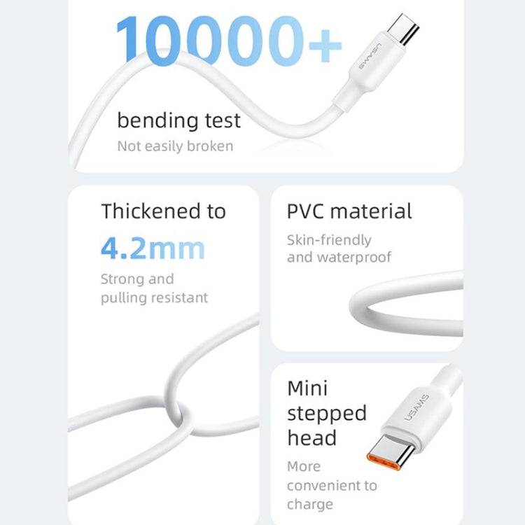 USAMS US-SJ613 U84 PD100W USB-C / Type-C to USB-C / Type-C Charging Data Cable, Cable Length:1m(White) -  by USAMS | Online Shopping UK | buy2fix