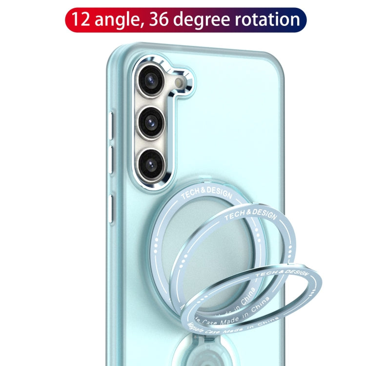 For Samsung Galaxy S22 5G 360 Degree Rotation Holder MagSafe Magnetic Phone Case(Light Blue) - Galaxy S22 5G Cases by buy2fix | Online Shopping UK | buy2fix