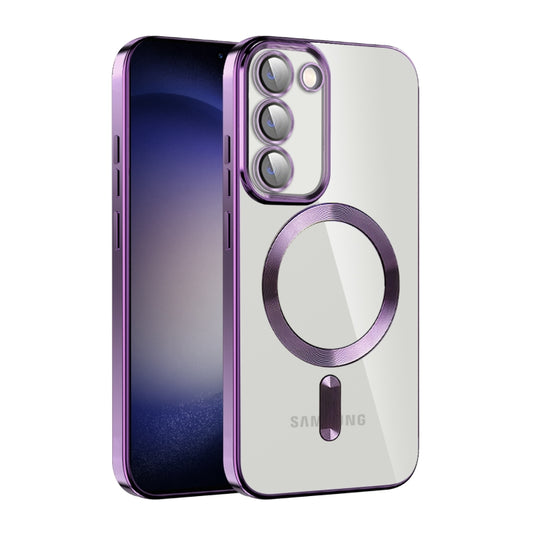 For Samsung Galaxy S23 5G CD Texture Plating TPU MagSafe Phone Case with Lens Film(Dark Purple) - Galaxy S23 5G Cases by buy2fix | Online Shopping UK | buy2fix