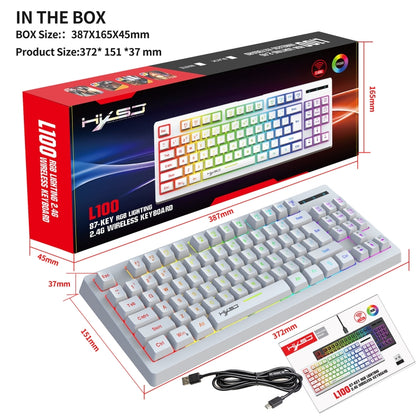 HXSJ L100 87 Keys RGB Backlit Film 2.4G Wireless Keyboard(White) - Wireless Keyboard by HXSJ | Online Shopping UK | buy2fix