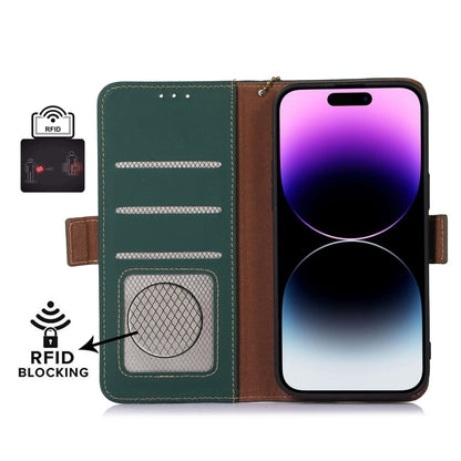 For Google Pixel 7a Genuine Leather Magnetic RFID Leather Phone Case(Green) - Google Cases by buy2fix | Online Shopping UK | buy2fix