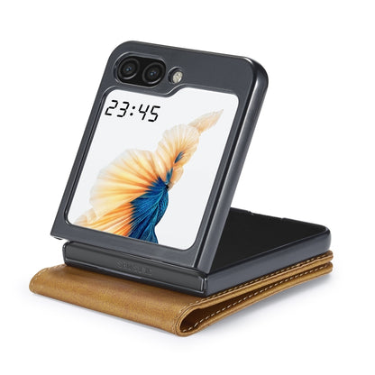 For Samsung Galaxy Z Flip5 5G LC.IMEEKE Calf Texture Leather Phone Case(Brown) - Galaxy Z Flip5 Cases by LC.IMEEKE | Online Shopping UK | buy2fix
