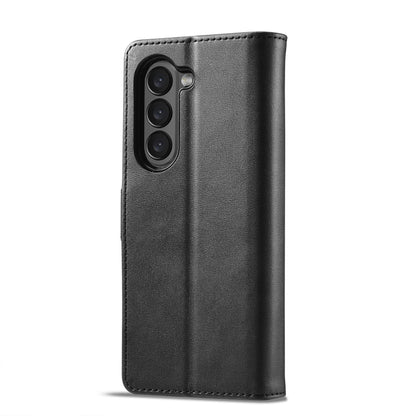 For Samsung Galaxy Z Fold5 5G LC.IMEEKE Calf Texture Leather Phone Case(Black) - Galaxy Z Fold5 Cases by LC.IMEEKE | Online Shopping UK | buy2fix