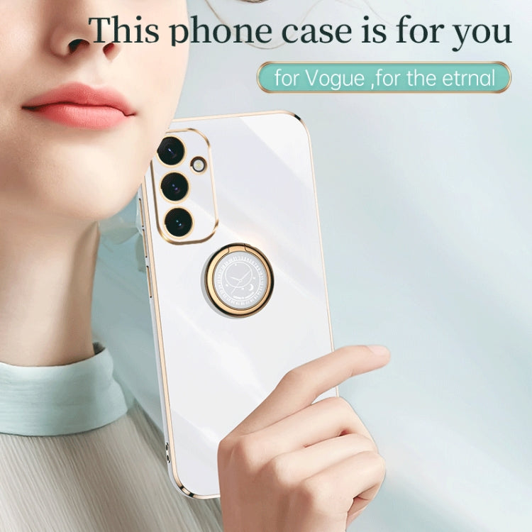 For Samsung Galaxy A34 5G XINLI Straight Edge 6D Electroplate TPU Phone Case with Ring Holder(Mint Green) - Galaxy Phone Cases by XINLI | Online Shopping UK | buy2fix