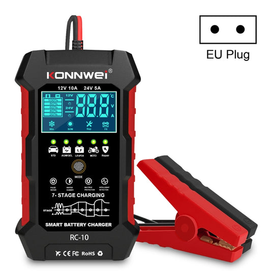 KONNWEI CR-10 2 inch Car Battery Charger Battery Pulse Repair Tool, Plug Type:EU Plug - In Car by KONNWEI | Online Shopping UK | buy2fix