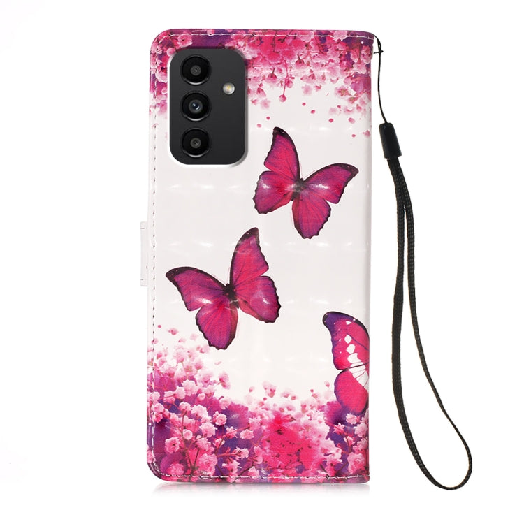 For Samsung Galaxy A34 5G 3D Painting Horizontal Flip Leather Phone Case(Rose Butterfly) - Galaxy Phone Cases by buy2fix | Online Shopping UK | buy2fix