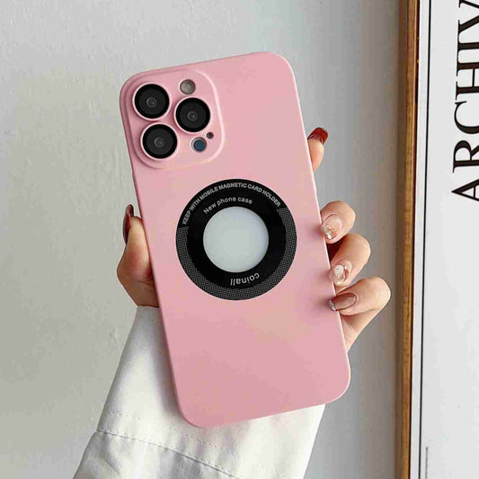For iPhone 14 Pro Skin Feel CD Texture MagSafe Magnetic Phone Case(Pink) - iPhone 14 Pro Cases by buy2fix | Online Shopping UK | buy2fix
